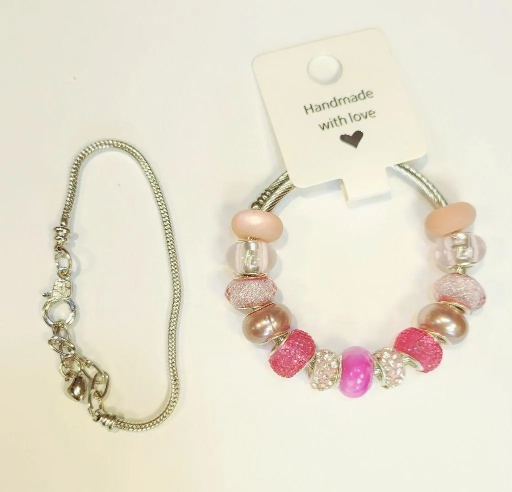 European Style Large Beaded Adjustable Snake Coil Bracelet 7" - Image 2