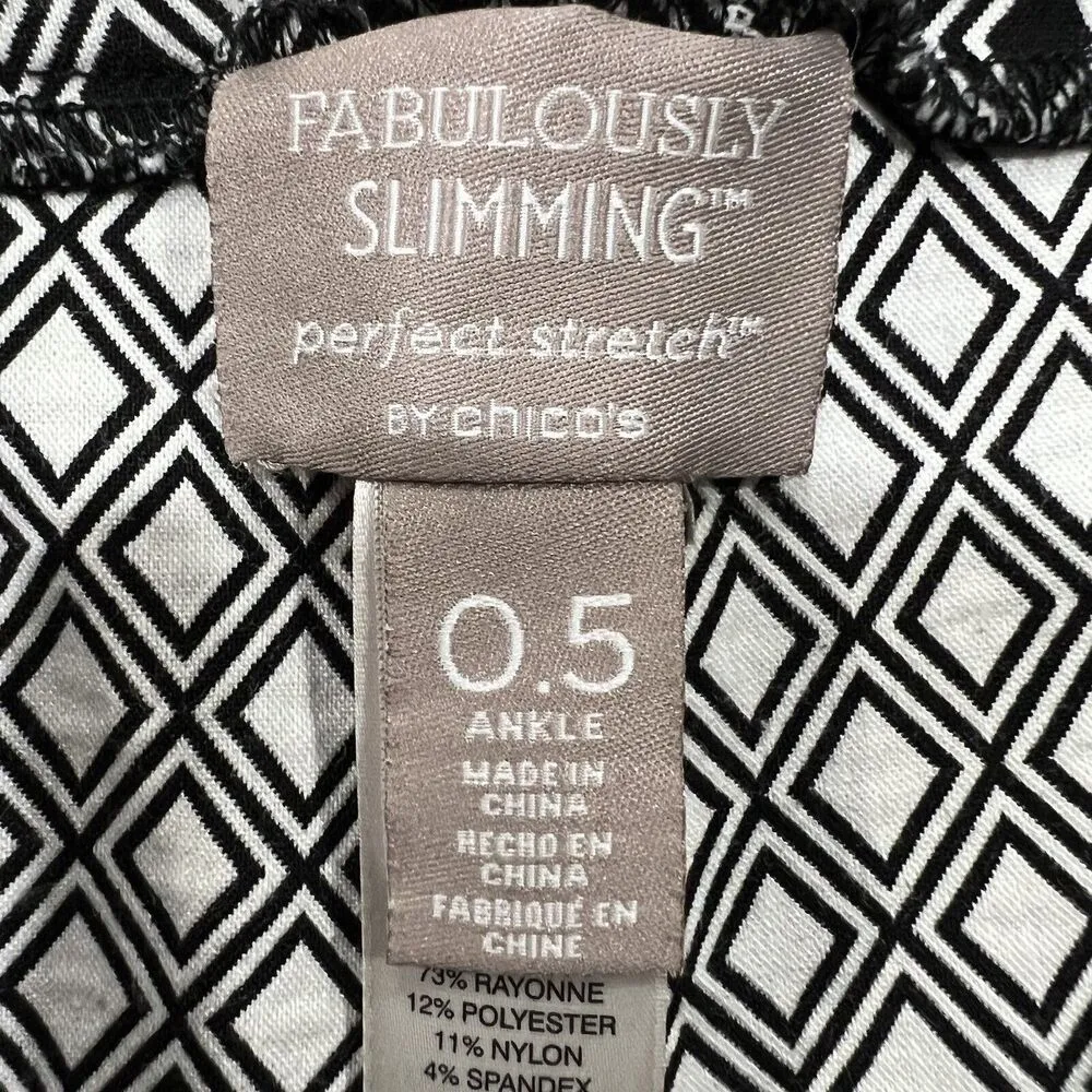Chico's  Size 0.5 US S 6 Fabulously Slimming Brigitte Diamond Print Ankle Pants - Image 6