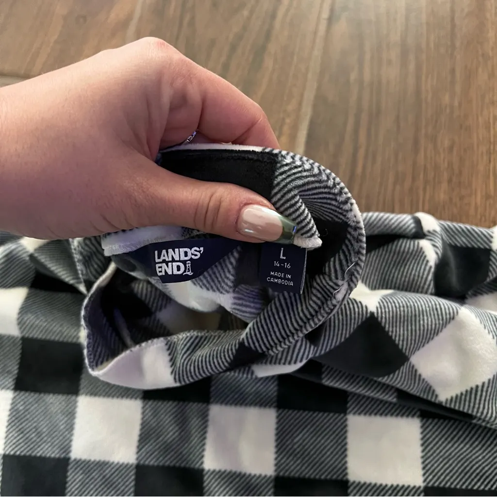 Plaid Lands End Fleece top size L Black Size L - Image 5