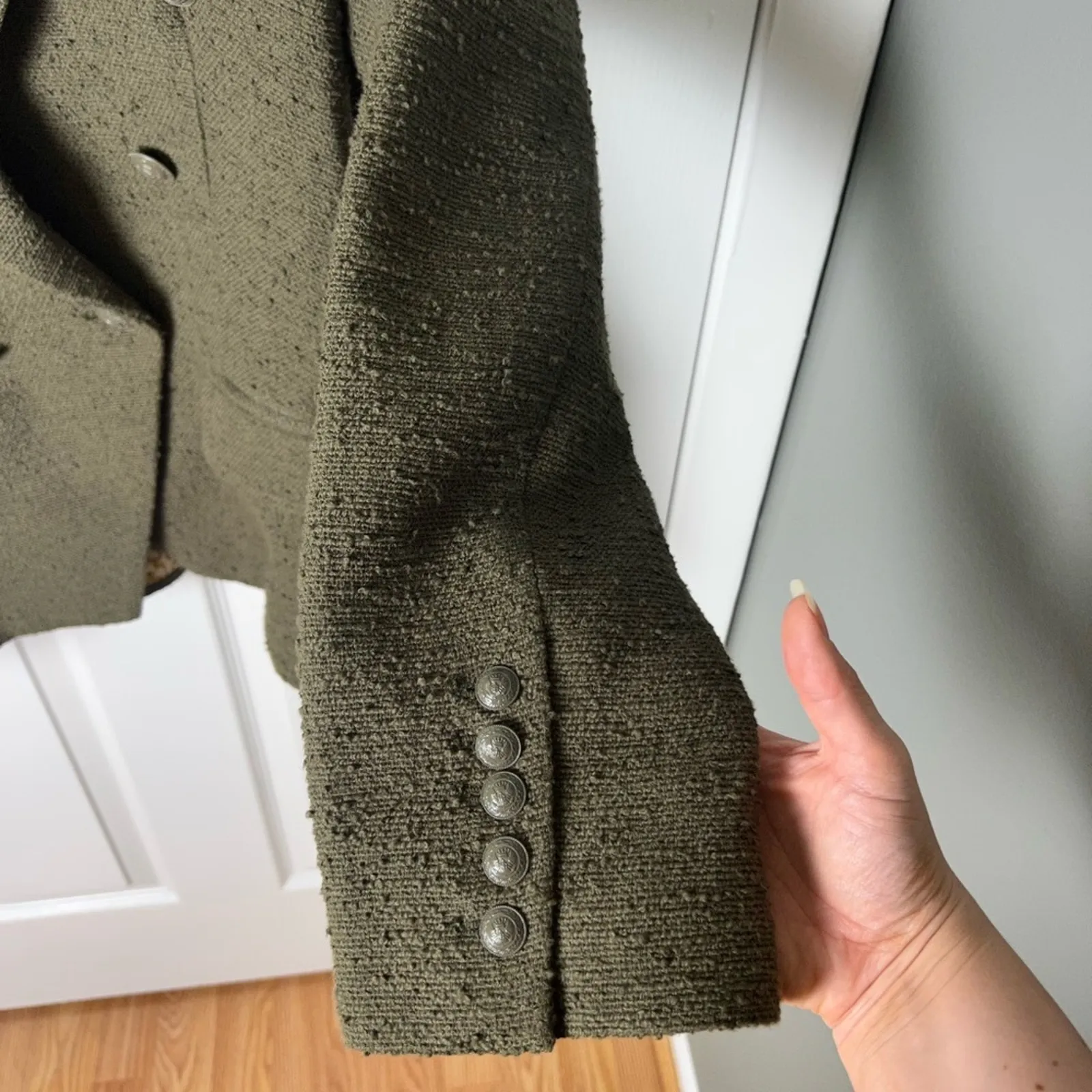 L’agence Kenzie Double Breasted Boucle Blazer in Ivy 14 - Image 4