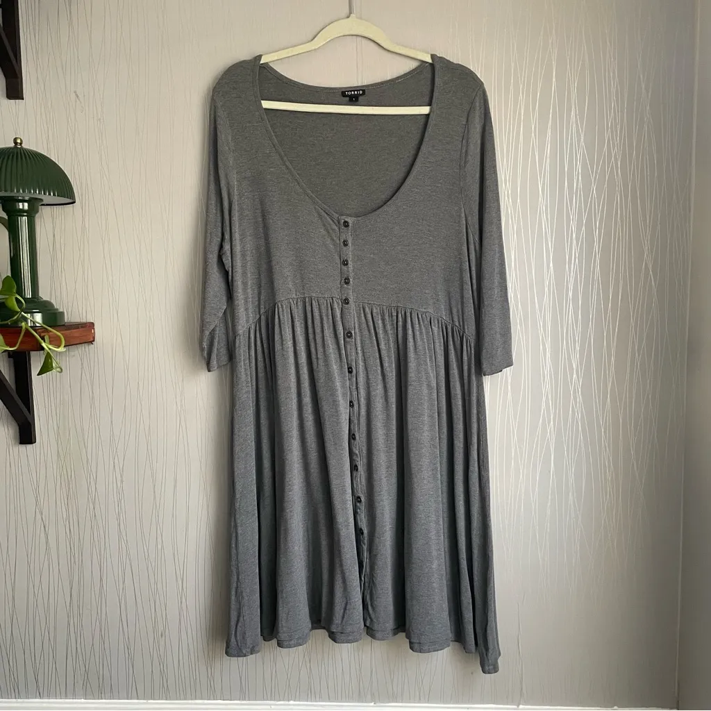 Torrid Button Front Babydoll Dress – Size 1X - Image 2