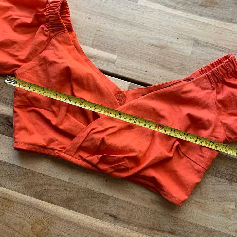 NWT  Coral Linen Long Sleeve Cropped Blouse 8 - Image 4