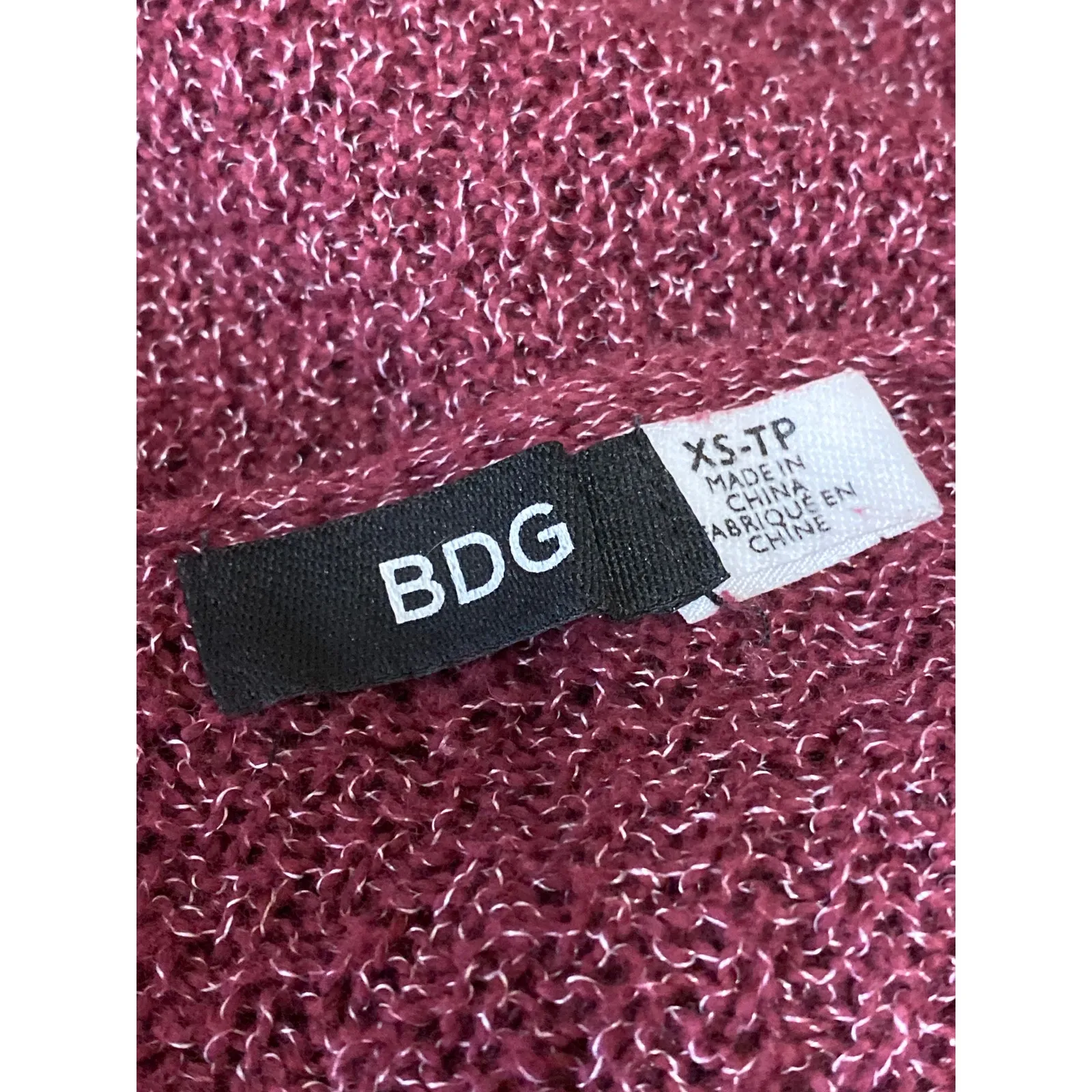 Urban Outfitters BDG Maroon Red Open Front Long Sleeve Cardigan Sweater Top XS - Image 3