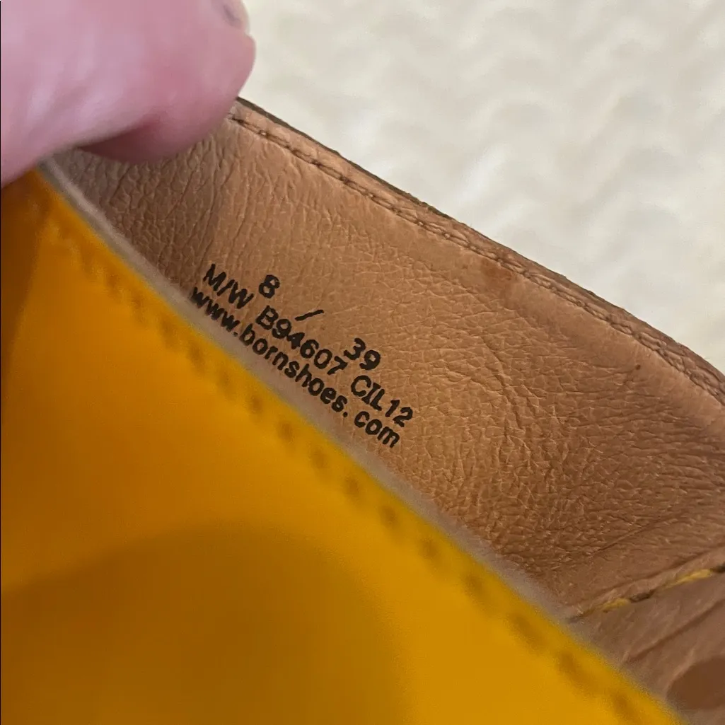 Born Bright Yellow Wedge Sandals Size 8 - Image 4