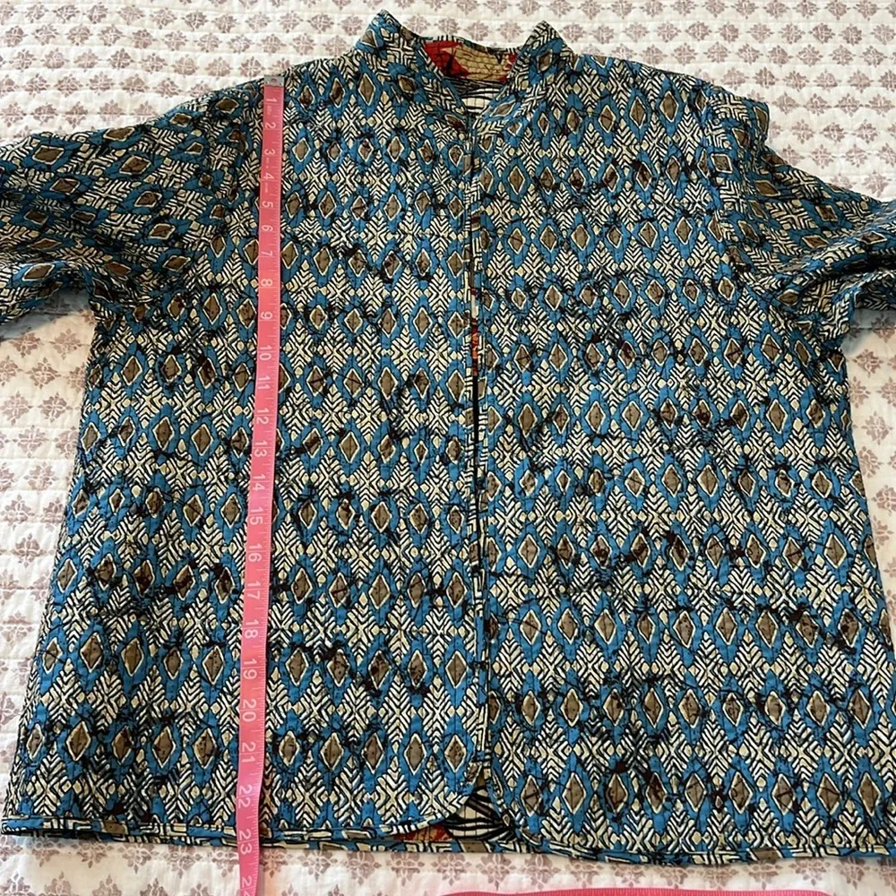 Unique Patterned Quilted Reversible Jacket Blue Size undefined - Image 11