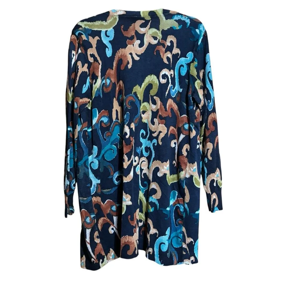Chicos Cardigan Womens Large 2 Multicolor Boho Abstract Art To Wear Open Sweater - Image 6