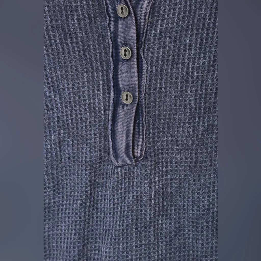 Project Social T Thermal Henley Long Sleeve Top – Women’s Small - Washed Blue - Image 6