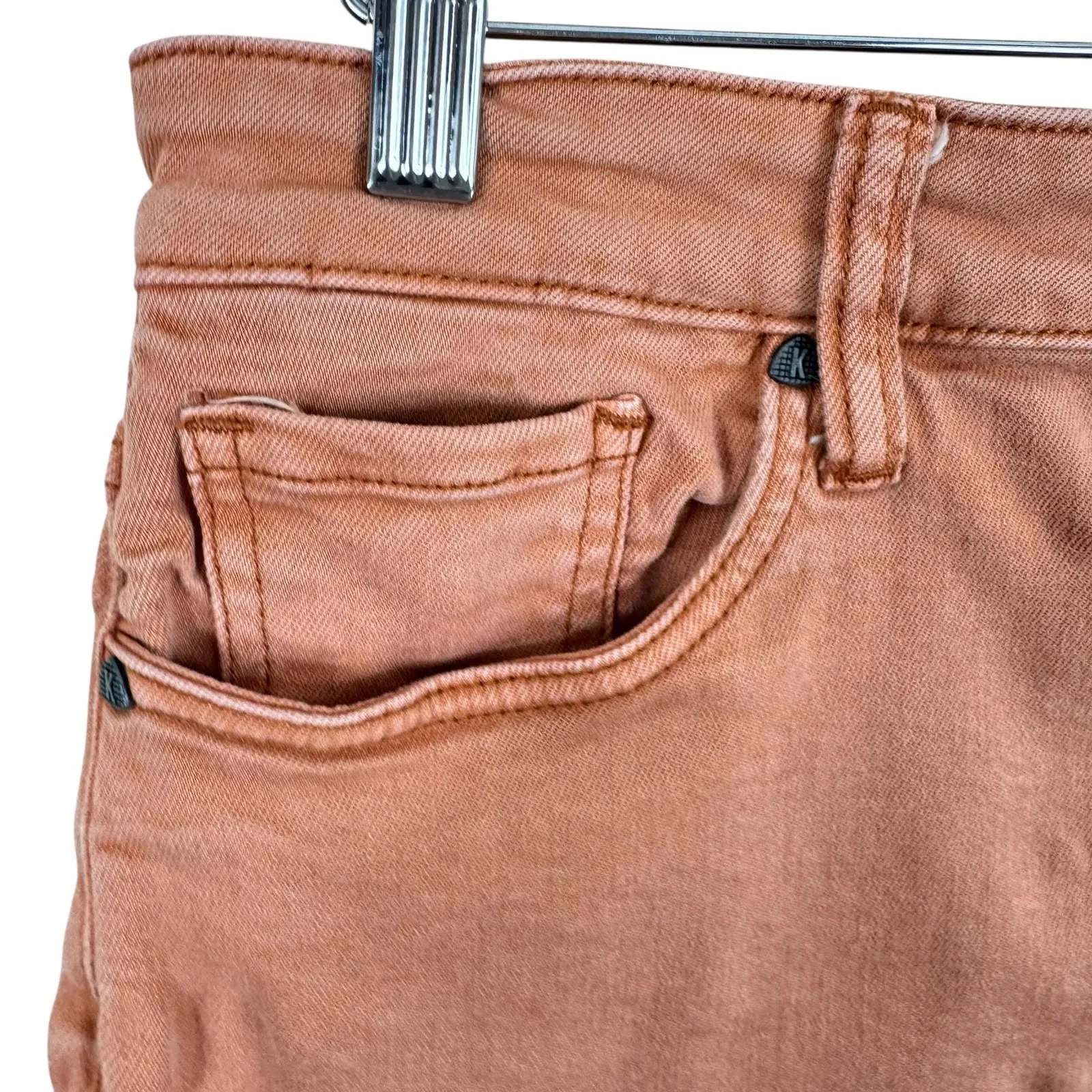 Kut From The Kloth Hannah Orange Cotton Jean Stretchy Mini Skirt Size 12 - Image 5