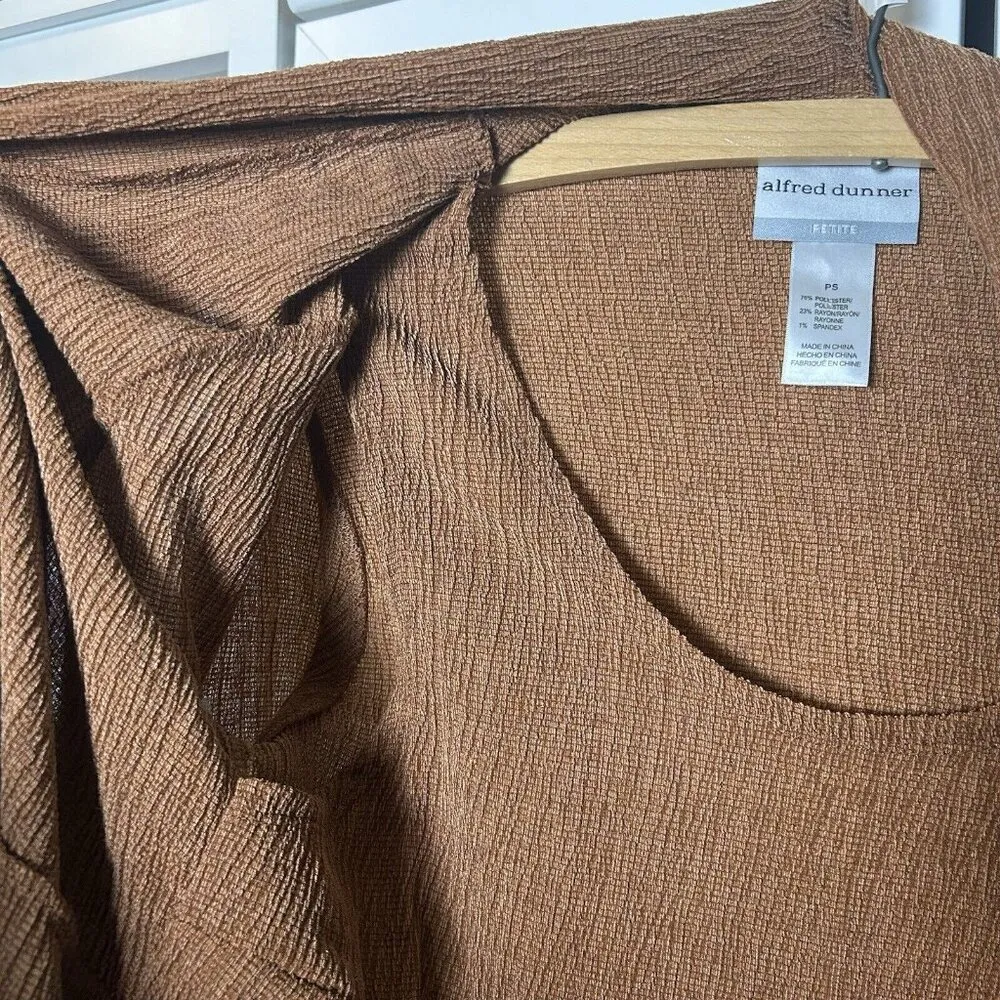 Alfred Dunner Womens Cardigan With Attached Tank PS Tan Gold Light Brown‎ - Image 6