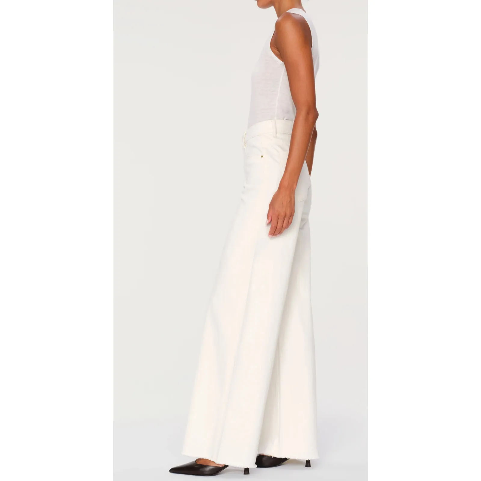 DL1961 Hepburn Wide Leg High Rise Vintage 33” in Eggshell Size 30 - Image 2