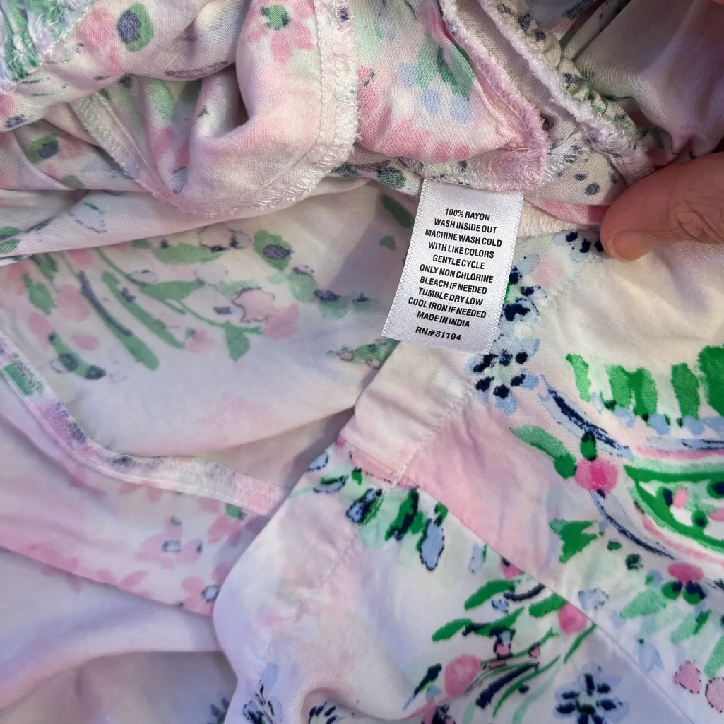 Crown & Ivy White & Pink Paisley Ruffle V-Neck Puff Sleeve Maxi Dress Sz S 💚🍄 - Image 8