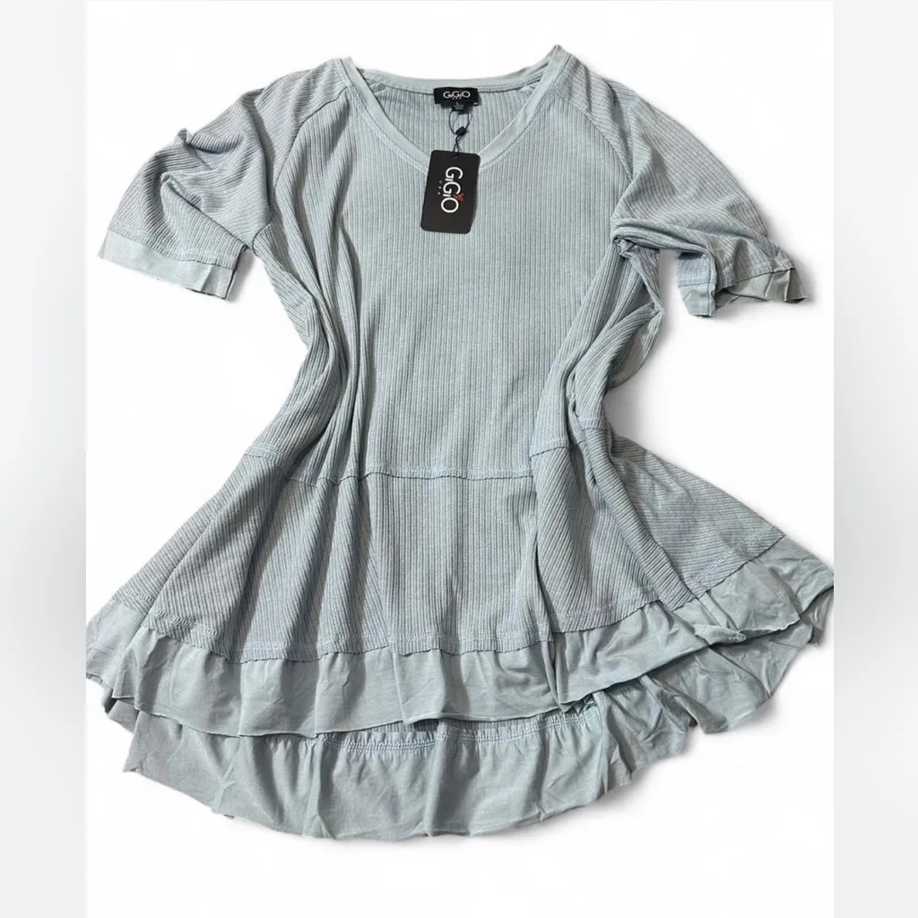 Raglan Sleeve Hi Low Top‎ Blue Size L - Image 5