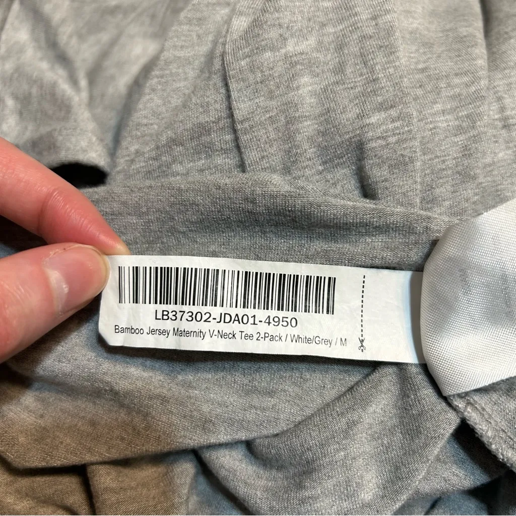 Quince Bamboo Jersey Knit Maternity Short Sleeve V-Neck Tee Grey Size Medium - Image 6