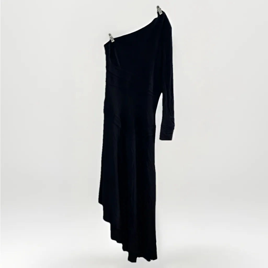 Alexis Addison One-Shoulder Asymmetric Maxi Dress Black L Grunge Party Chic - Image 13