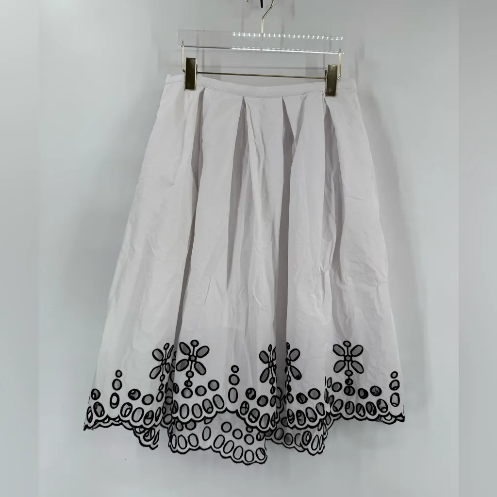 ANTHROPOLOGIE POPLIN EYELET SKIRT by MOULINETTE‎ SOEURS Sz 10 - Image 4