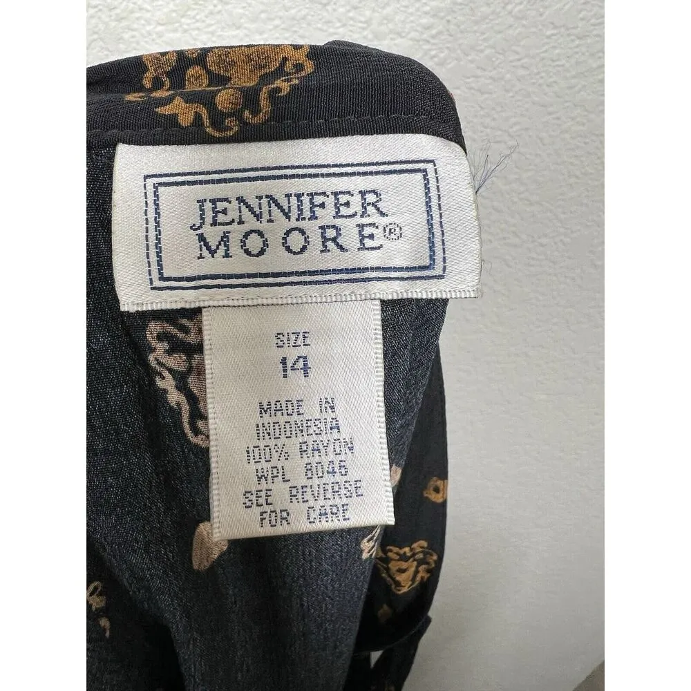 Vintage Printed Rayon Midi Skirt Size 14 Jennifer Moore Boho Fits M/L - Image 3