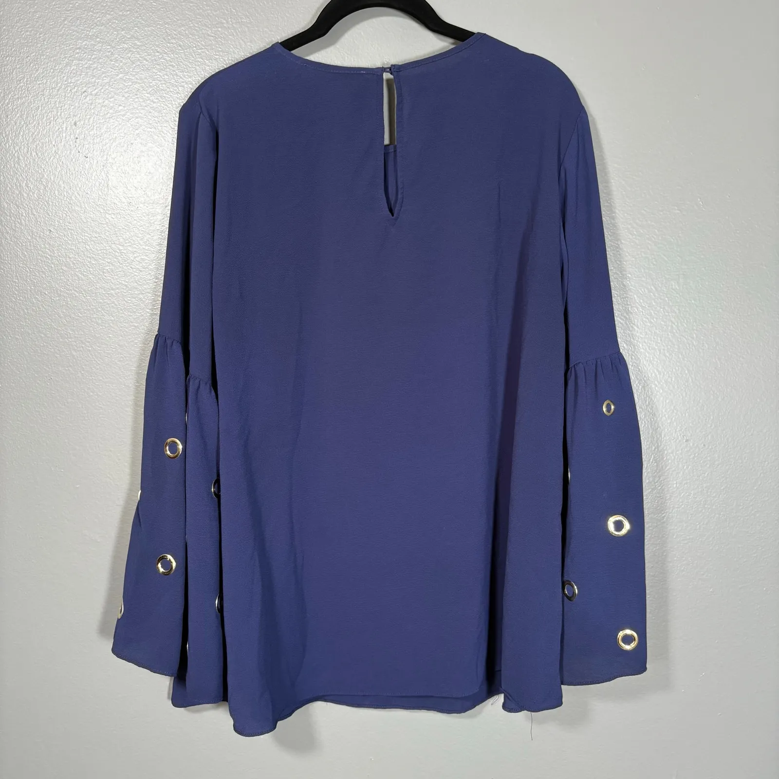 Michael Michael Kors Women's Blue Grommet Studded Boho Peasant Blouse - Image 6