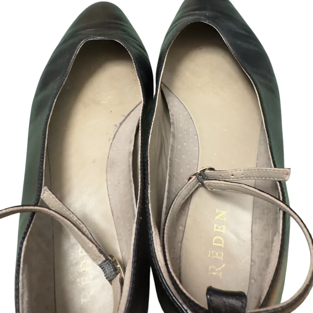 REDEN Black Leather Ballet Flats Ankle Strap 39.5 Minimalist Designer Comfort Size 8.5 - Image 7