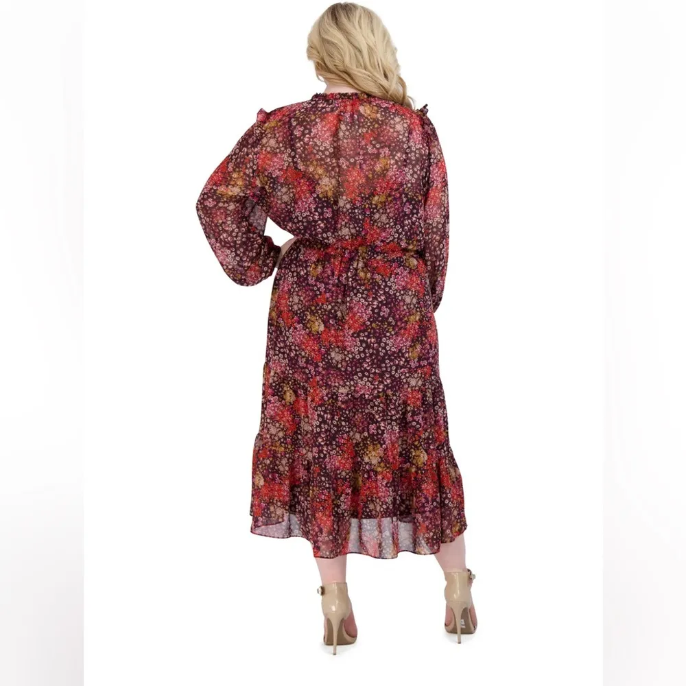 Julia Jordan LONG SLEEVE MIDI DRAWSTRING WAIST DRESS 22W Wedding Guest Spring - Image 2