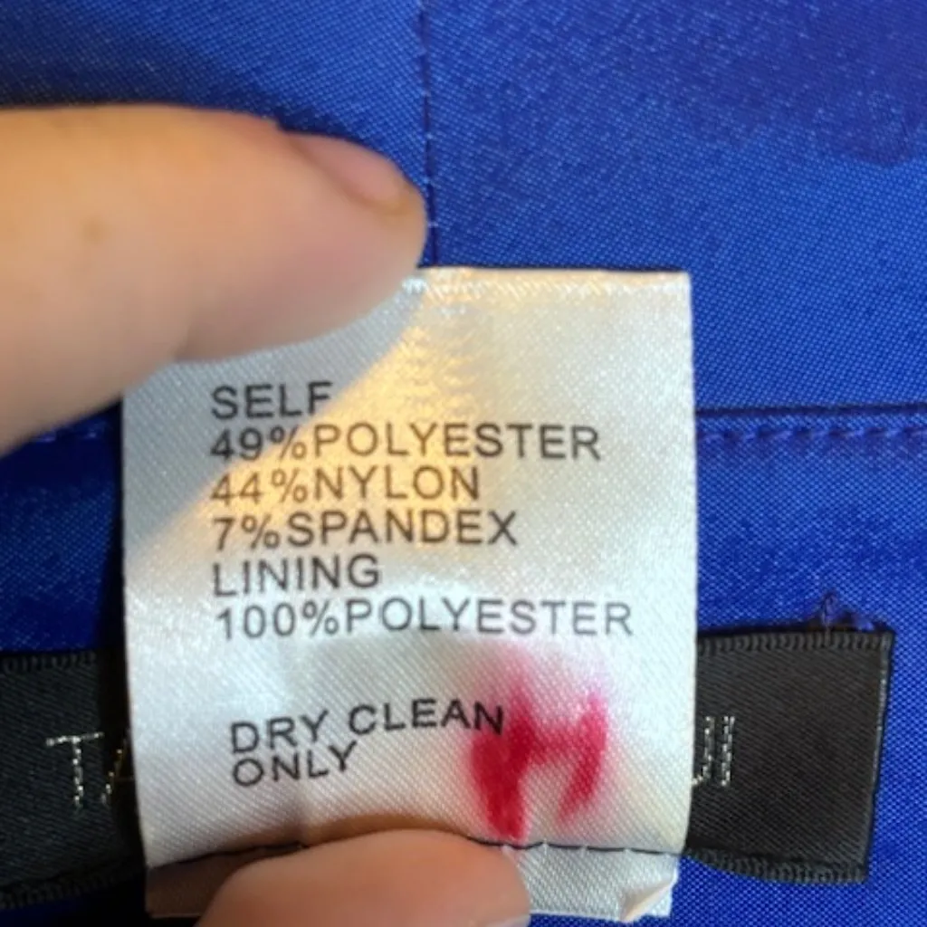 Tadashi Shoji Blouse Women's Size 10 Ruched Taffet V-Neck Formal Wedding Blue - Image 5