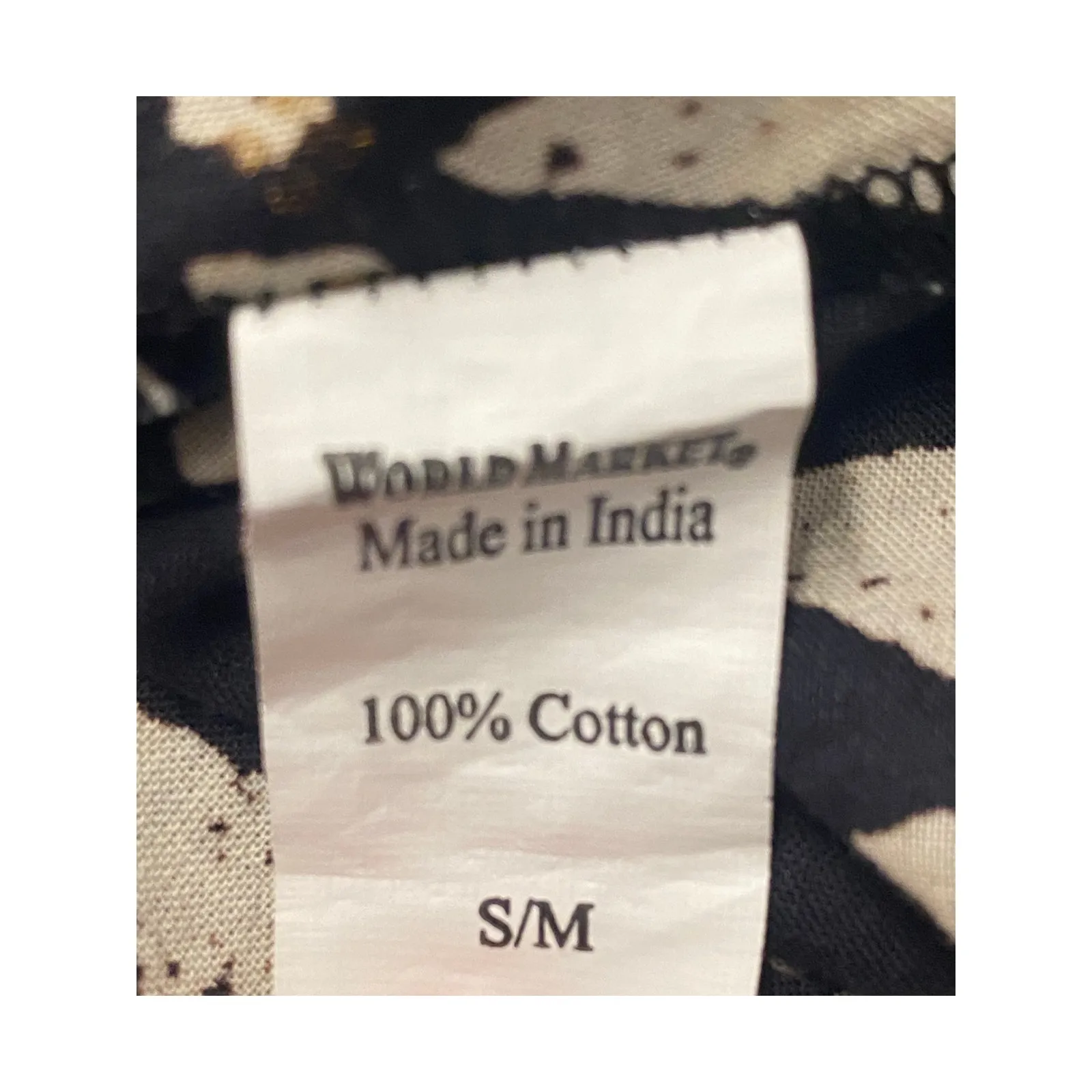 World‎ Market Boho Peasant Tunic Top S/M Black Gold Geometric Print Long Sleeve Size M - Image 6