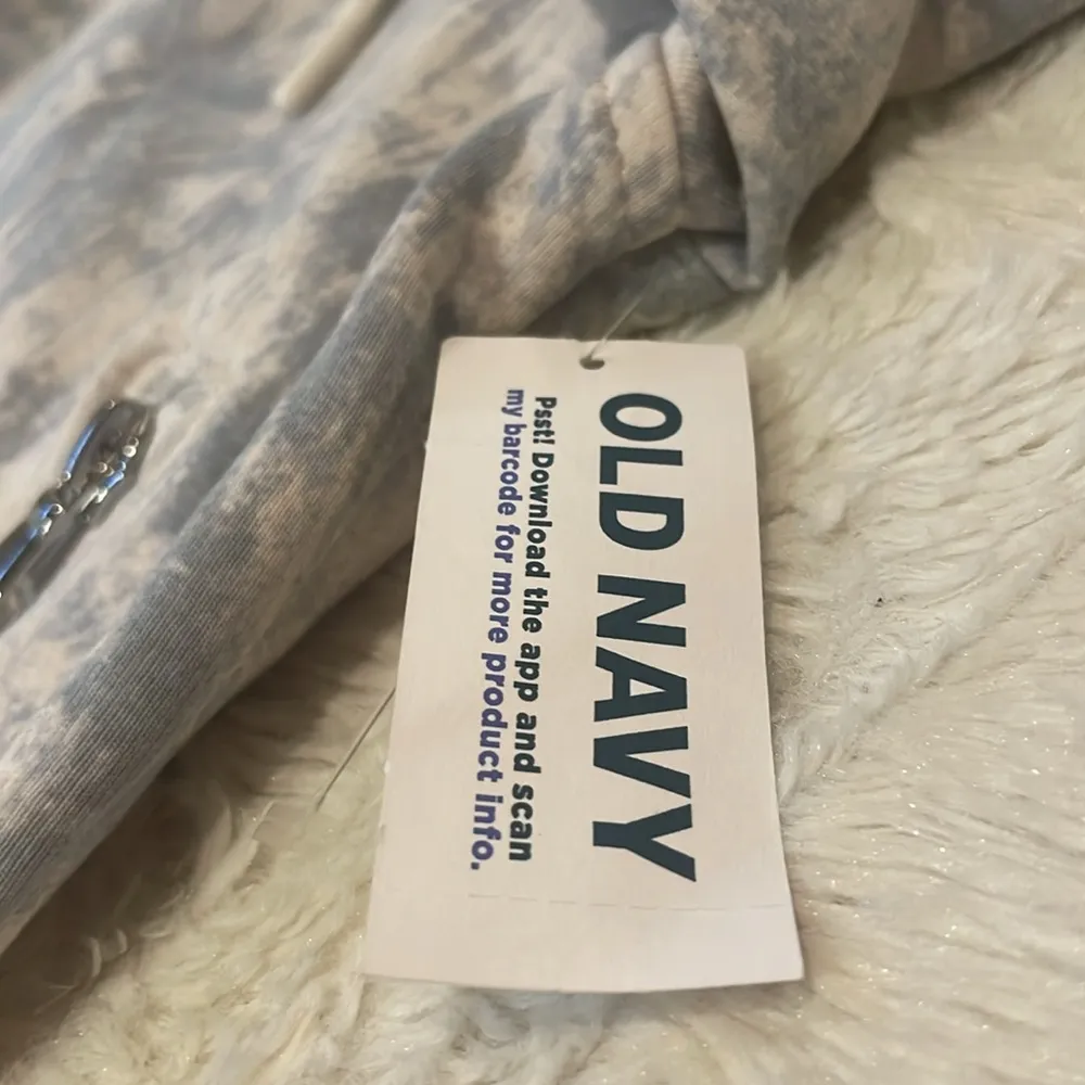 Old Navy Active- Dynamic Fleece Full Zip Up Hoodie Sweatshirt Blue Cream- Size S - Image 7