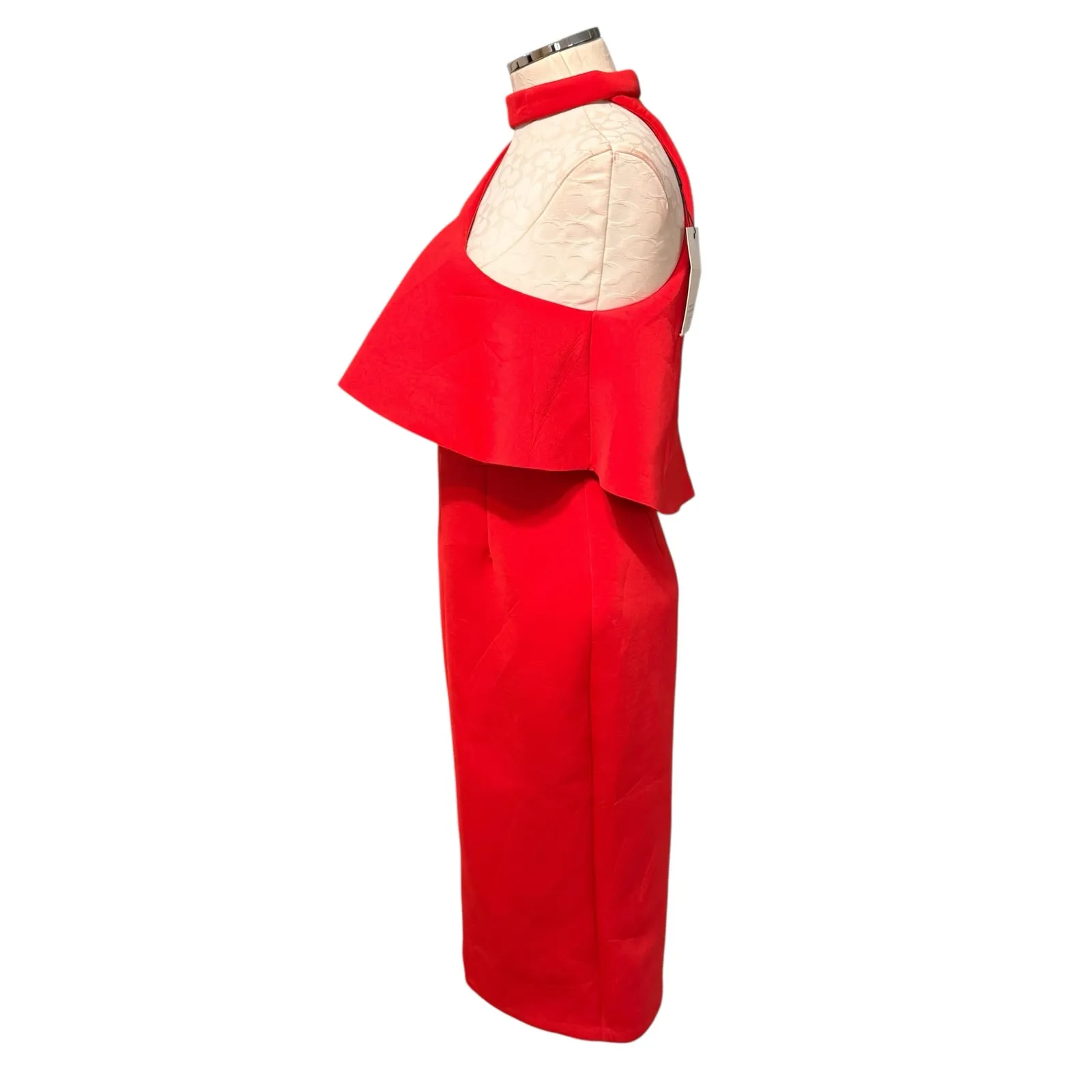 Lavish Alice NWT Cut Out High Neck Flutter Top Scuba Sheath Dress in Red Size 10 - Image 6