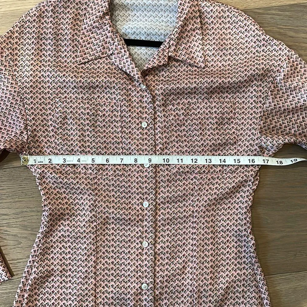 Zara Floral Print Silky Texture Long Sleeve Button Front Shirt Maxi Dress Sz XS - Image 14