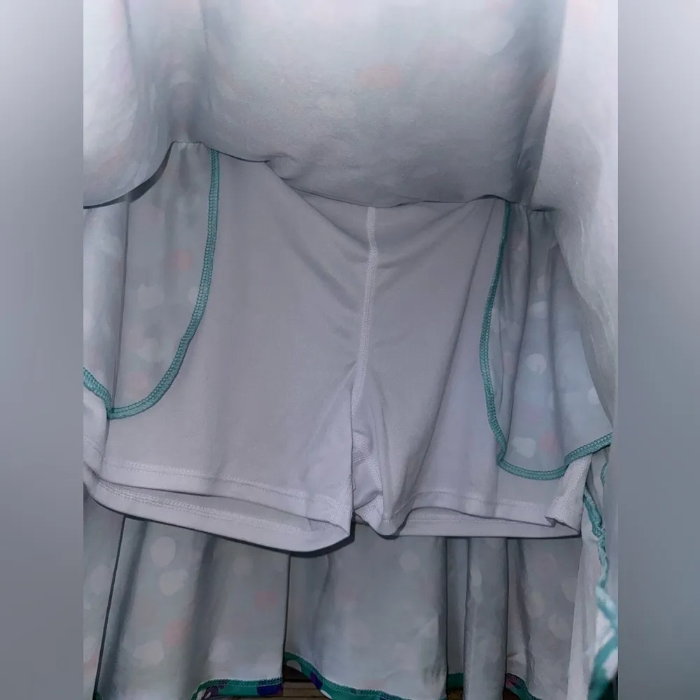 Coral Bay Skort- large - light teal with red pink and blue pika dots - Image 4