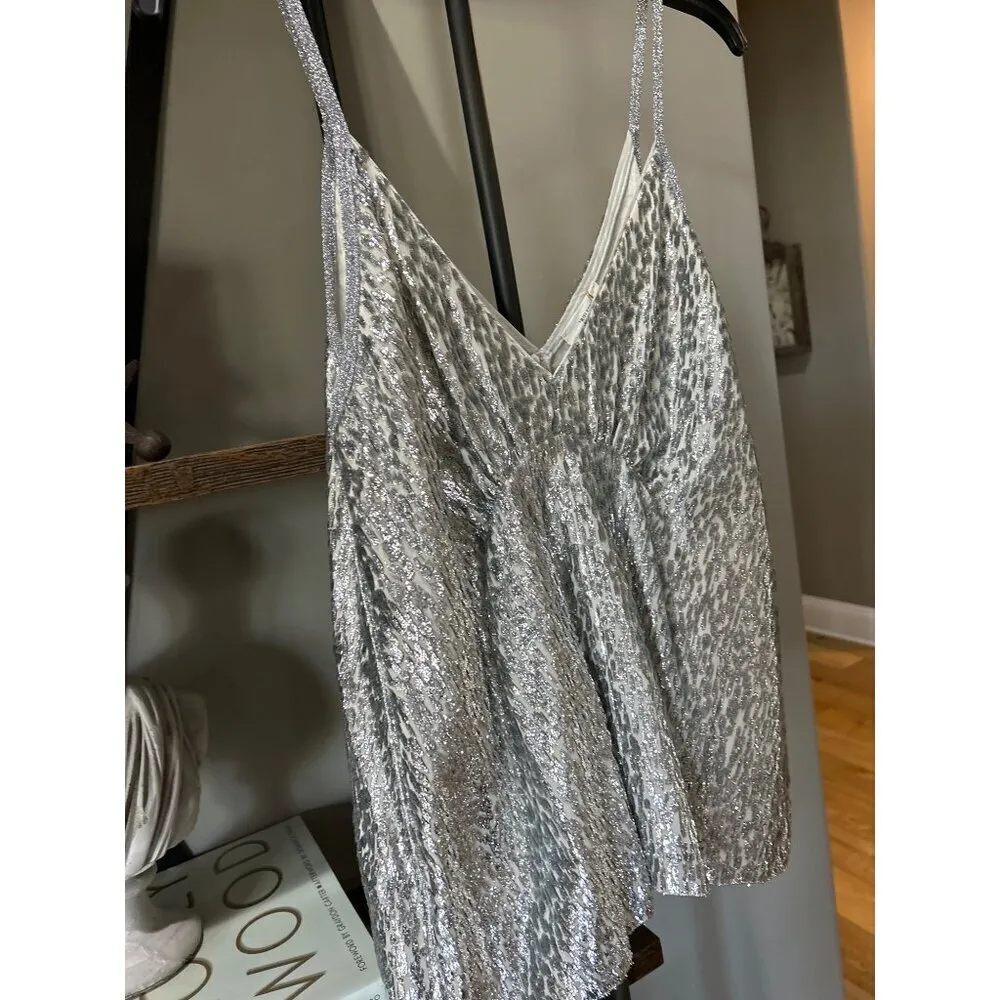 Forte Forte Metallic Silk Blend Tank Top Estrella Womens Size III US 8 Silver - Image 7