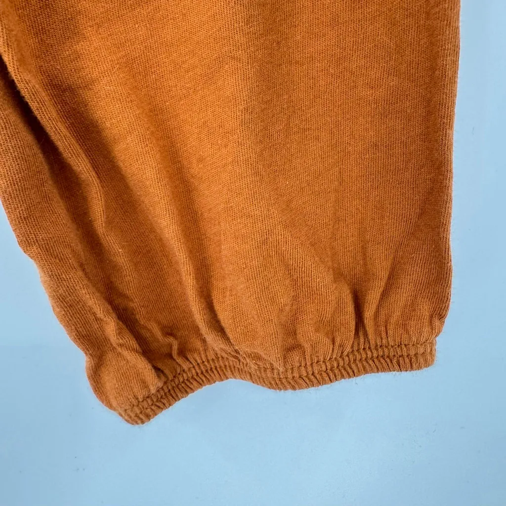 Burnt Orange Cropped Smocked Babydoll Shirt Long Sleeves Ruffle Hem Old Navy XL - Image 4