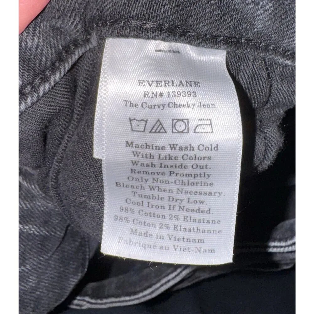 Everlane Curvy Cheeky Jeans Women's Size 32 High Waisted Washed Black Straight - Image 9