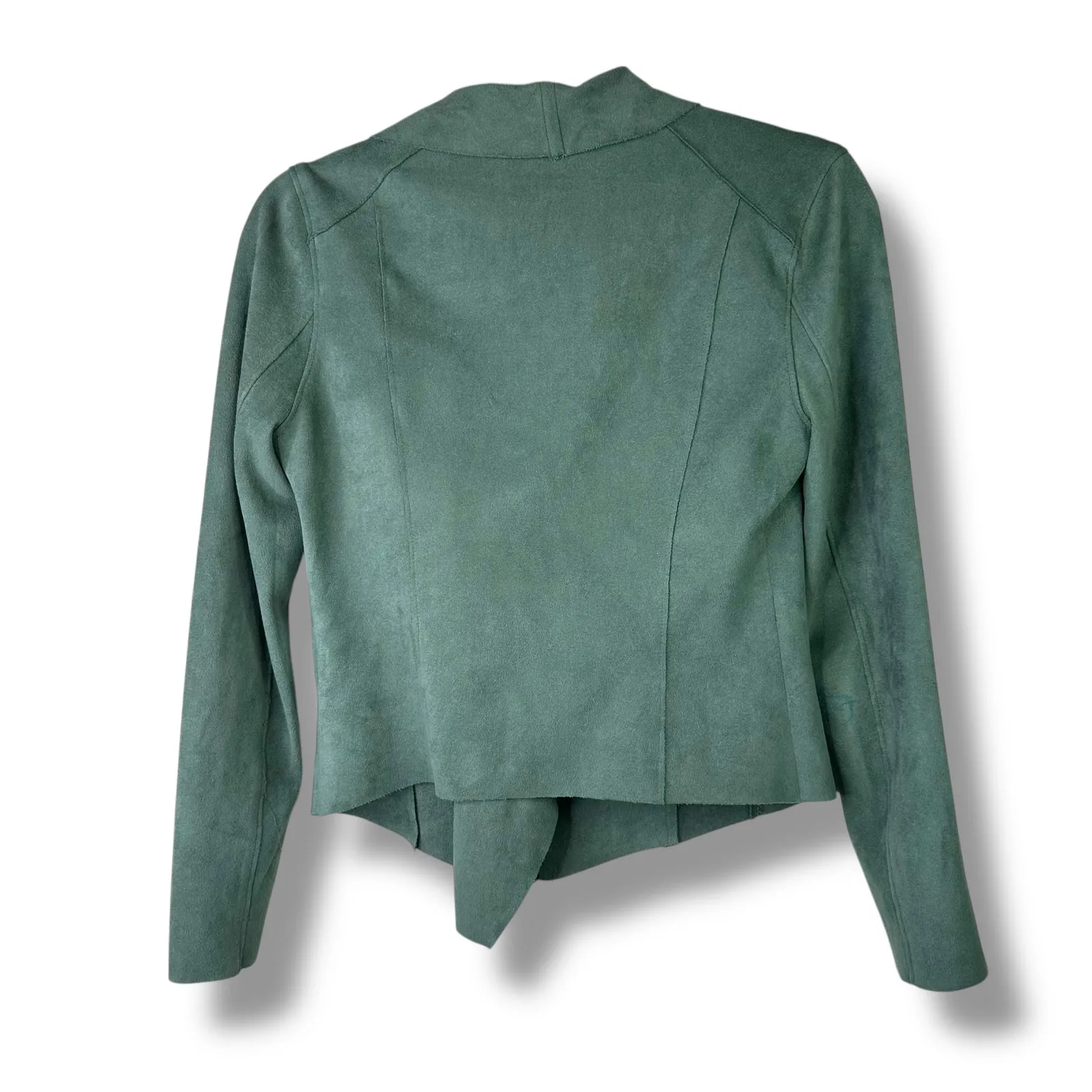 BLANKNYC NWOT Seafoam Green Faux-Suede Drape Waterfall Front Zipper Jacket XS - Image 7