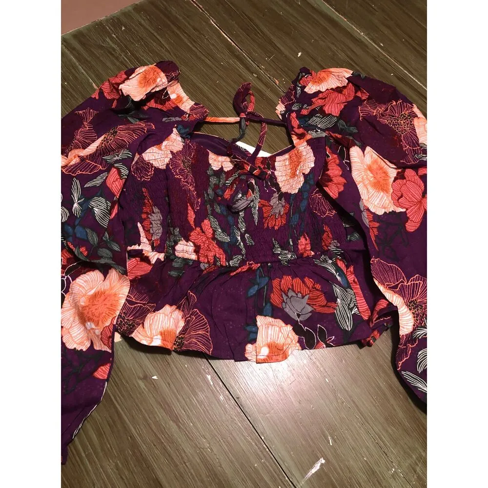 Band of the Free NWT Floriane Floral Balloon Sleeve Cropped Blouse - Image 6