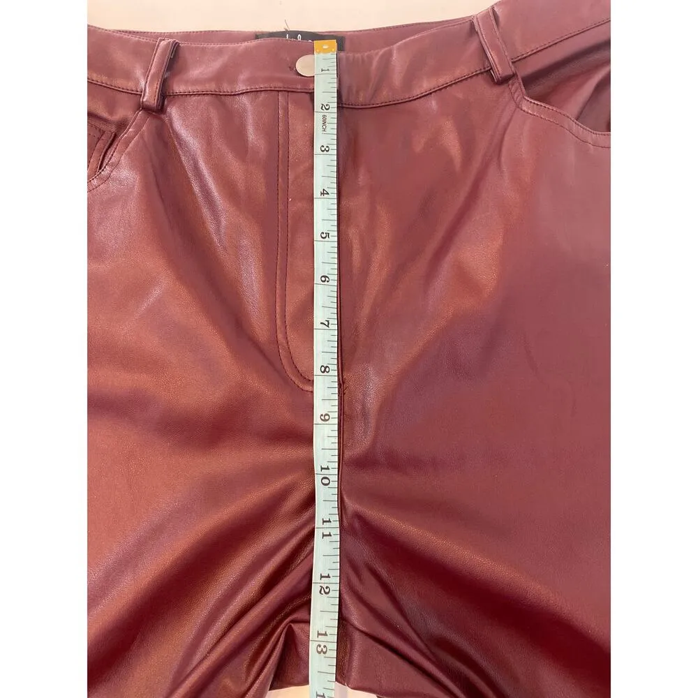 Lulu’s Hit Your Mark Burgundy Vegan Leather Straight Leg Pants EUC XL Women’s - Image 9