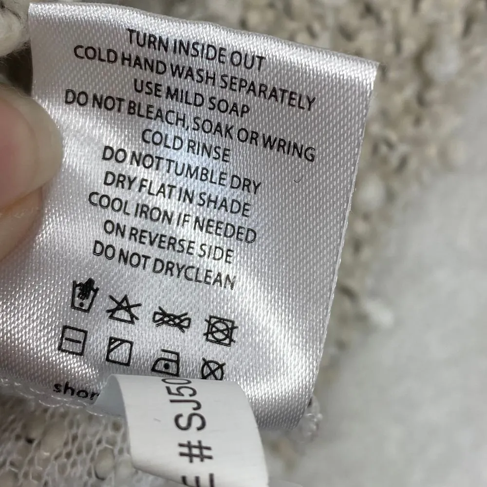 Shonajoy‎ Cream Knit Balloon Sleeve Turtleneck Crop Sweater Size 2/34 - Image 6