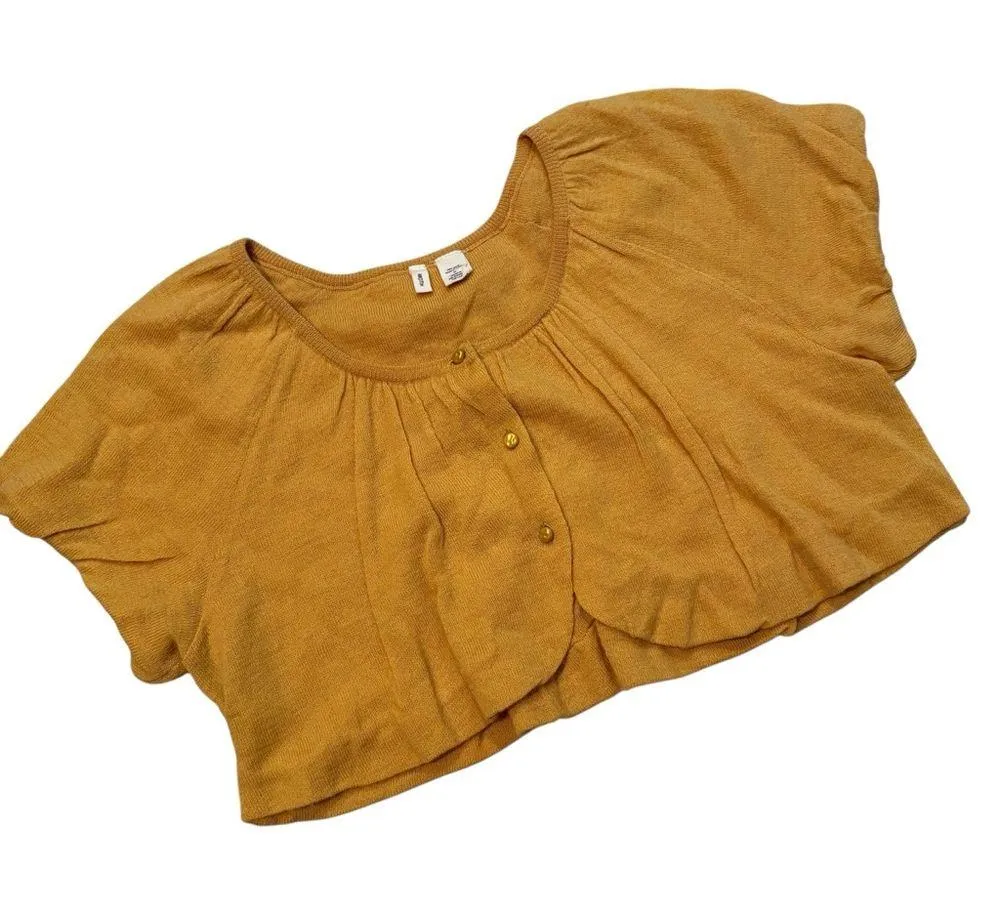 Anthropologie Moth Wool Cropped Cardigan Sweater, Sz M Yellow Size M - Image 8