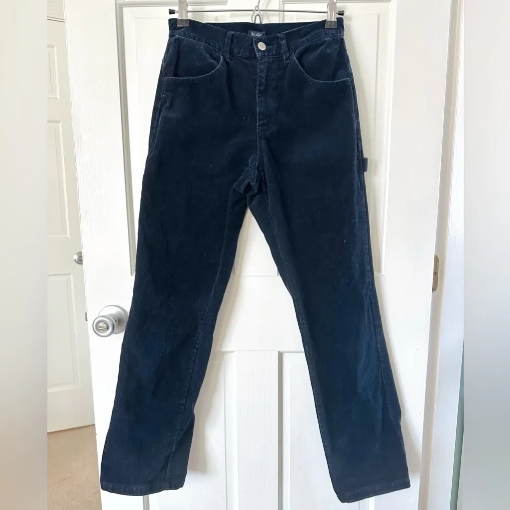 Brandy Melville John Galt Navy Blue Corduroy Carpenter Straight Leg Pants Size S - Image 3
