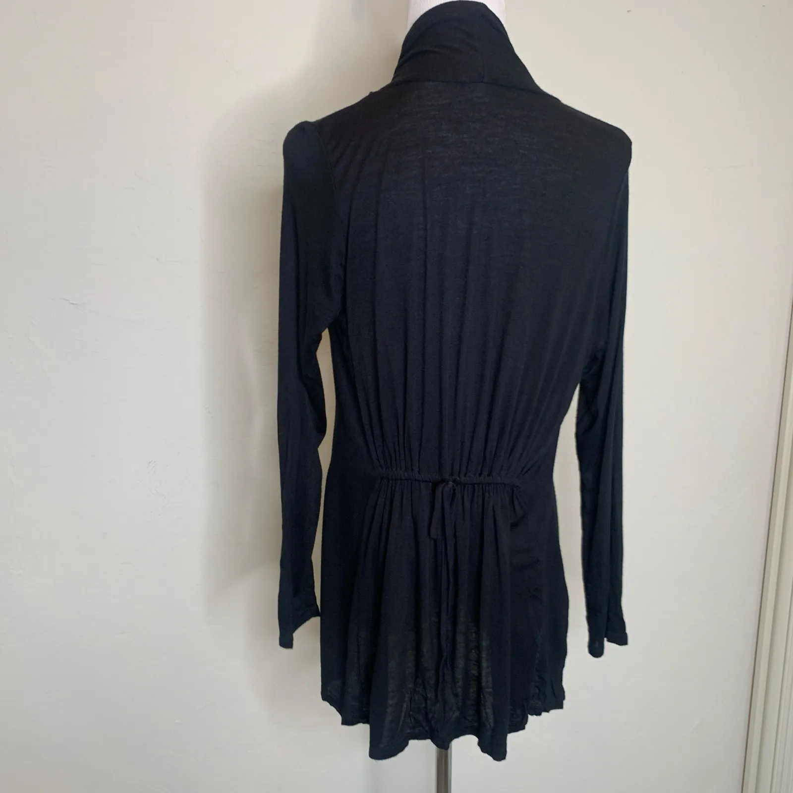 Black Open Front Jacket Sz Medium Light Weight Cardigan - Image 2