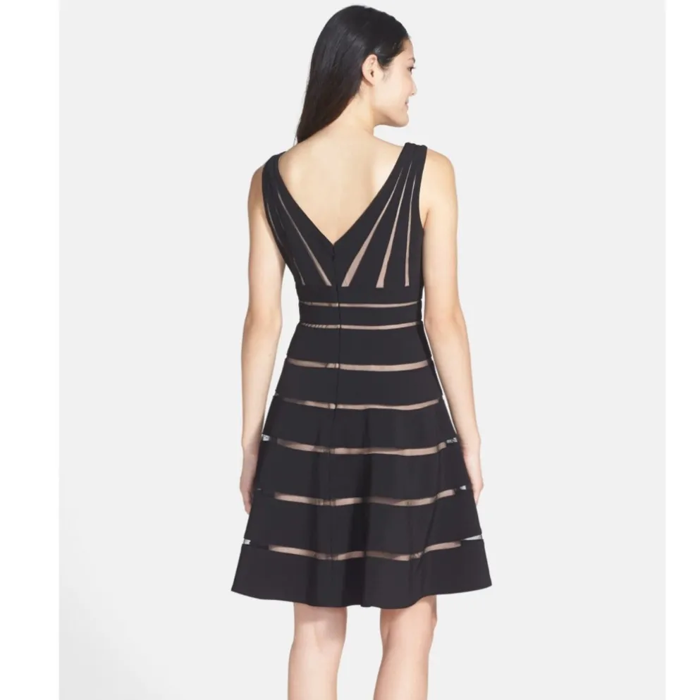 JS Collections Ottoman Illusions Fit and Flare Mini Dress in Black Size 8 - Image 2