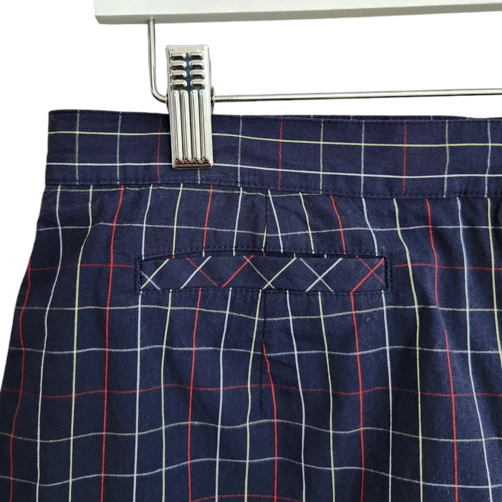 Vintage Liz Claiborne Navy Blue Red White Plaid High Waisted Button Down Skort - Image 2