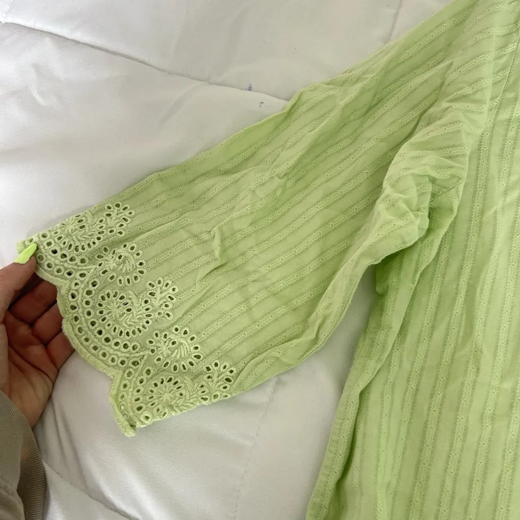 VTG Cathy Daniels Womens Size XL Mint Green 3/4 Sleeve Blouse Boho Chic Hippie - Image 3