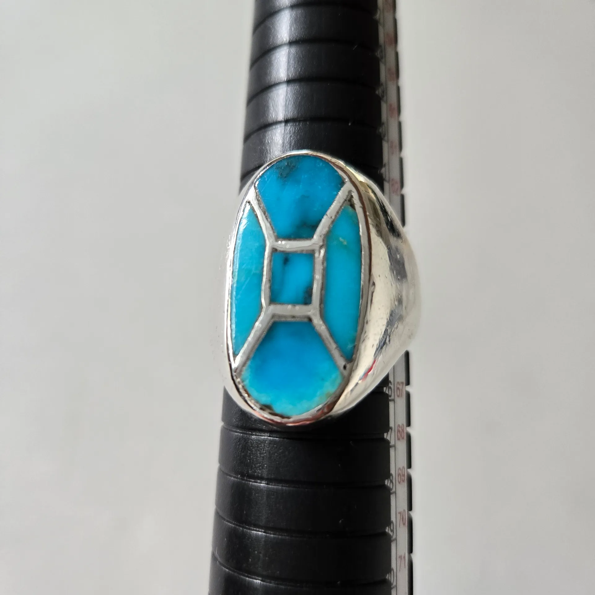 Turquoise and Silver Ring Blue - Image 3