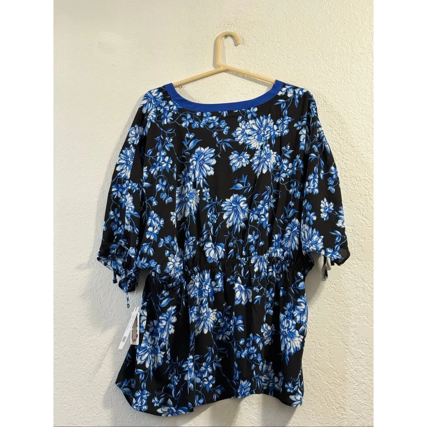 Pioneer Woman Dolman Sleeve V Neck Crepe Summer Blouse Blue Indigo XL NEW - Image 4