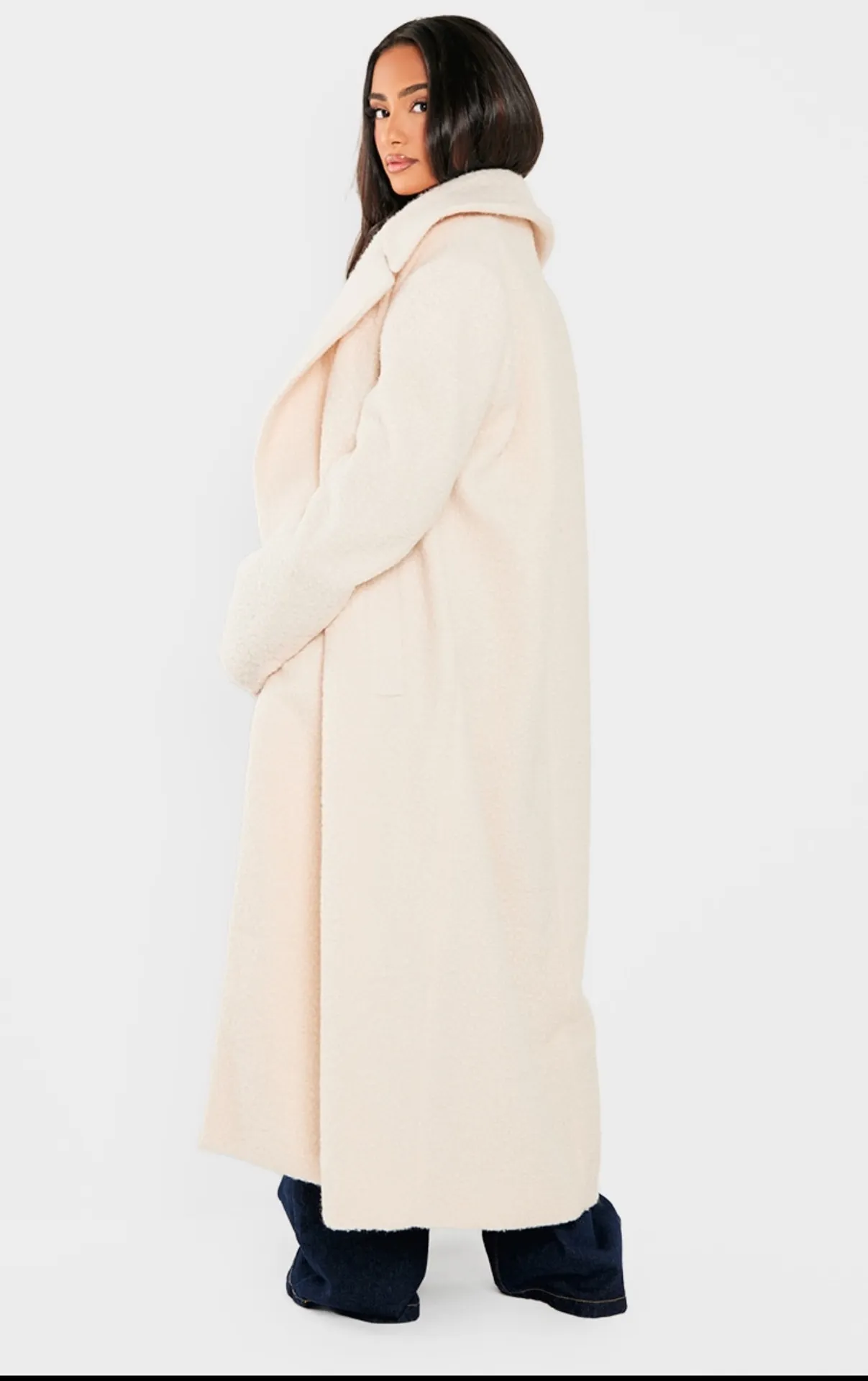 PETITE CREAM BORG MAXI COAT - Image 2