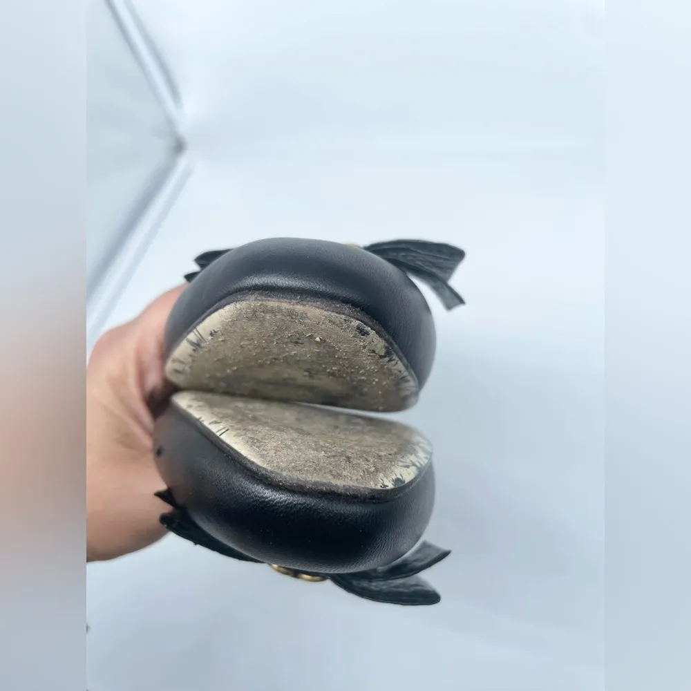 Gucci Black Leather Snake skin bow embellished GG Ballerina flats EU 38.5 - Image 7