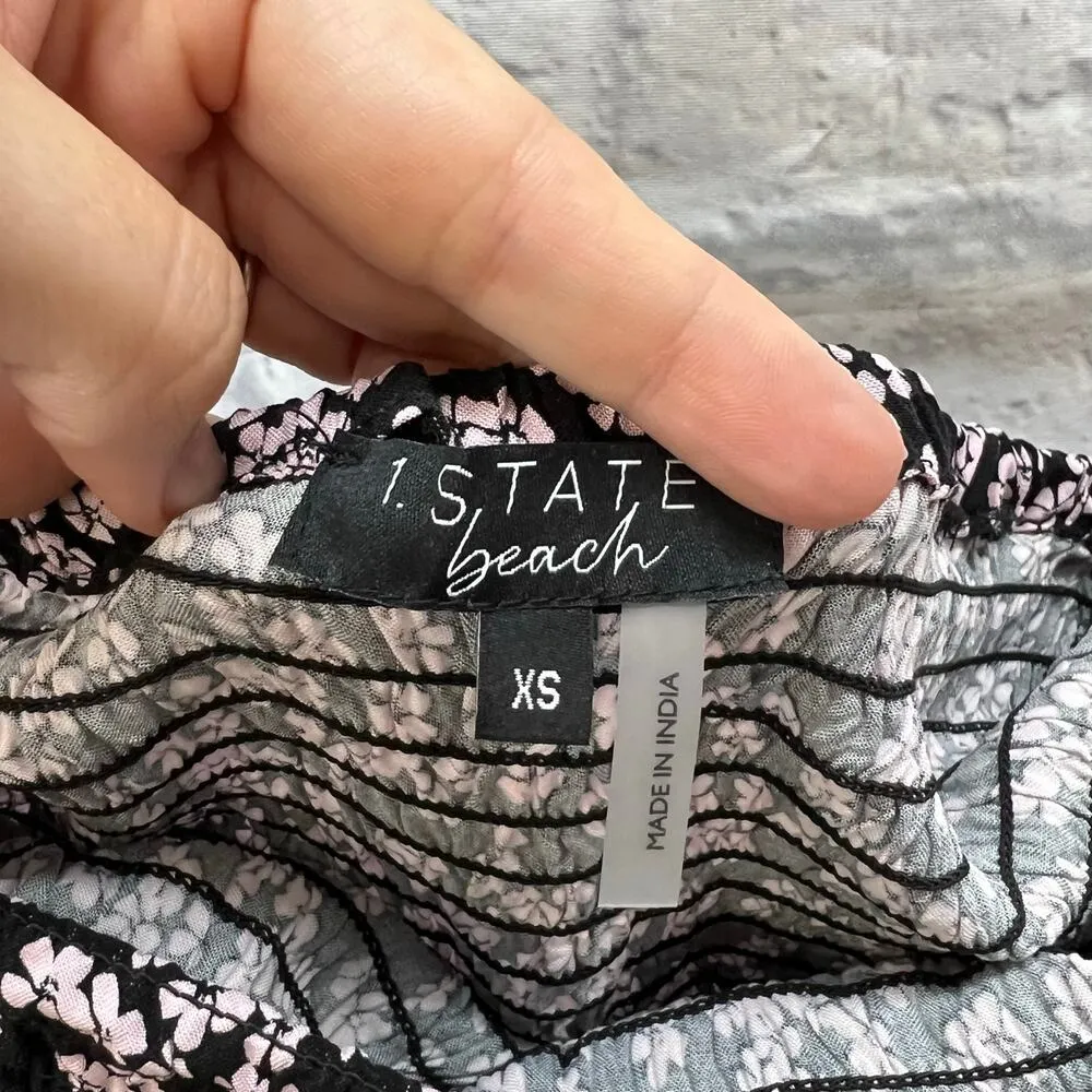 1.state Womens Strapless Wide Leg Jumpsuit Black Floral Size XS New Belted - Image 7