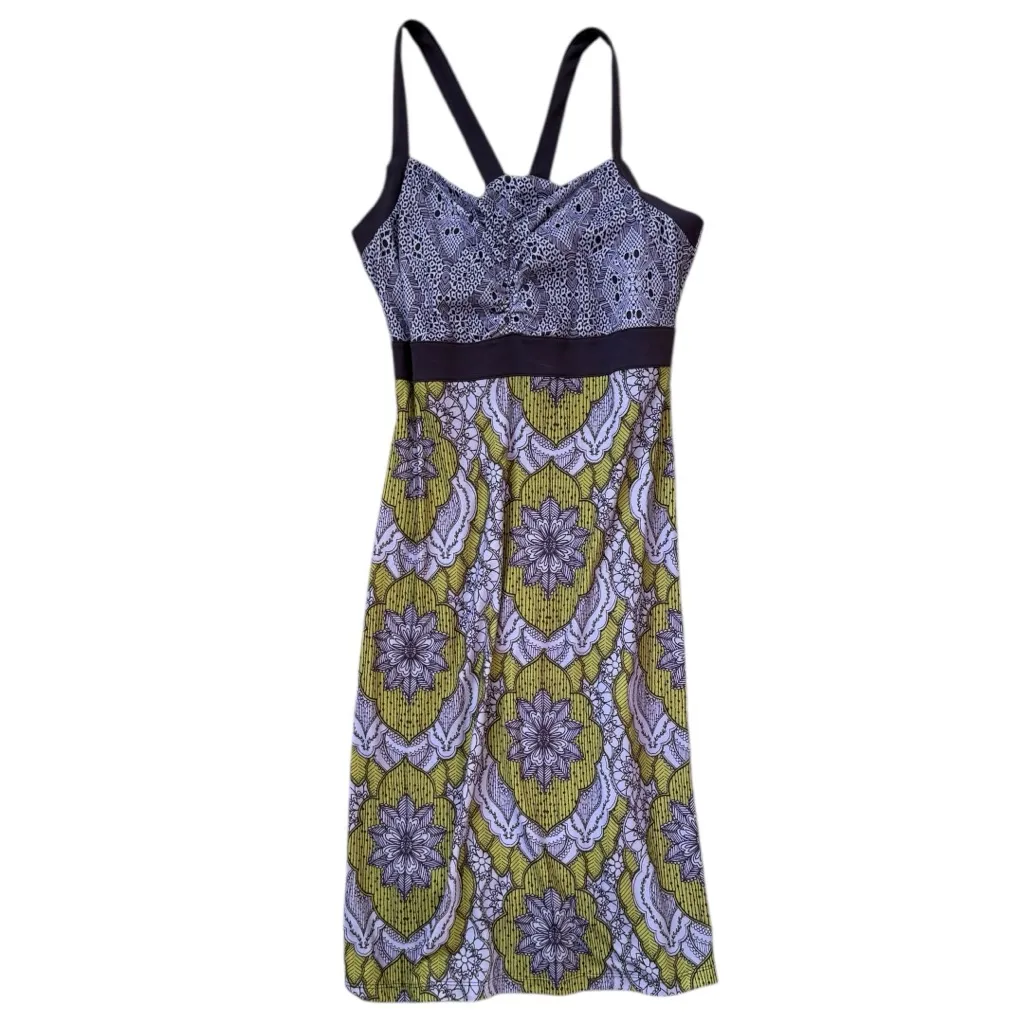 Vintage prAna Amaya Dress XL Purple Paisley Y2K Athletic Lupine Scallop Sundress - Image 7