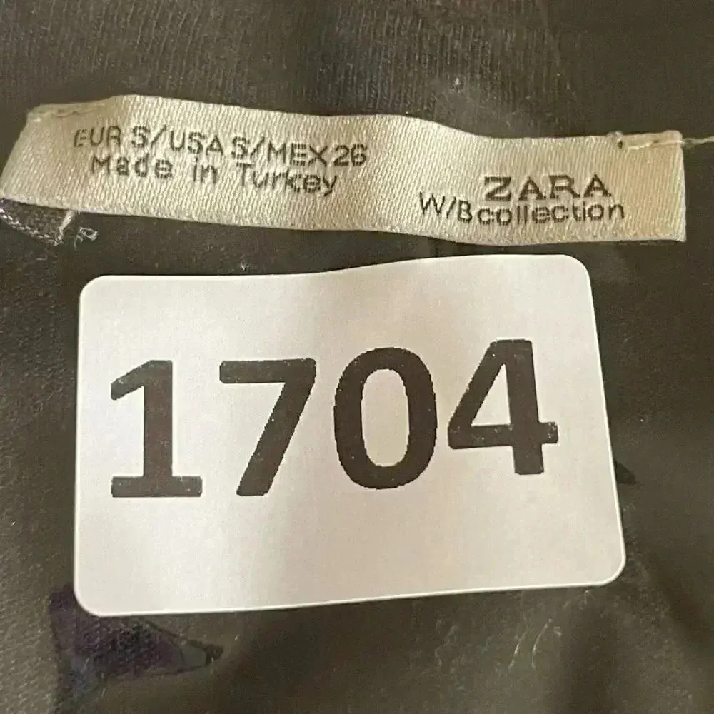 Zara W/B Collection Top 3/4 Sleeve Black Loose Fit Faux Leather Trim Sz S #1704 - Image 13