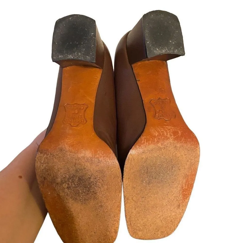 Zafevi brown leather witch shoes heeled size 8 Brown - Image 3